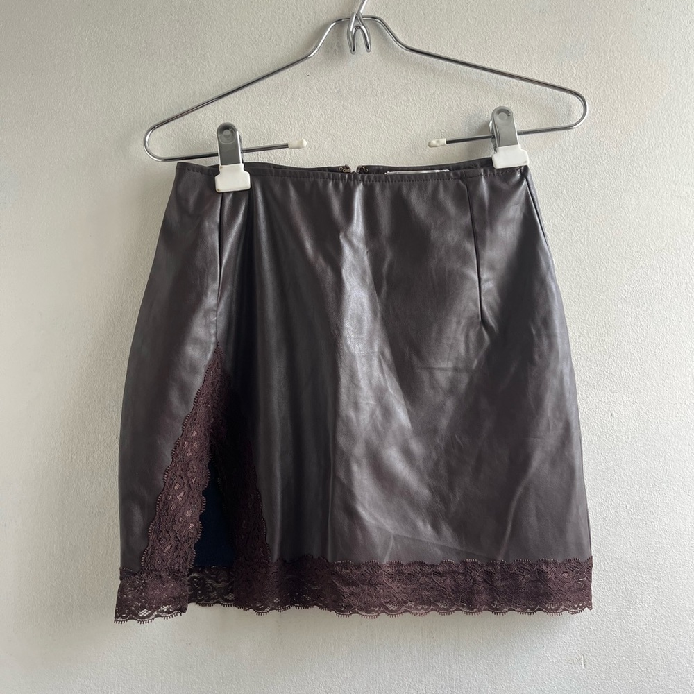 Chocolate Brown Pleather Skirt